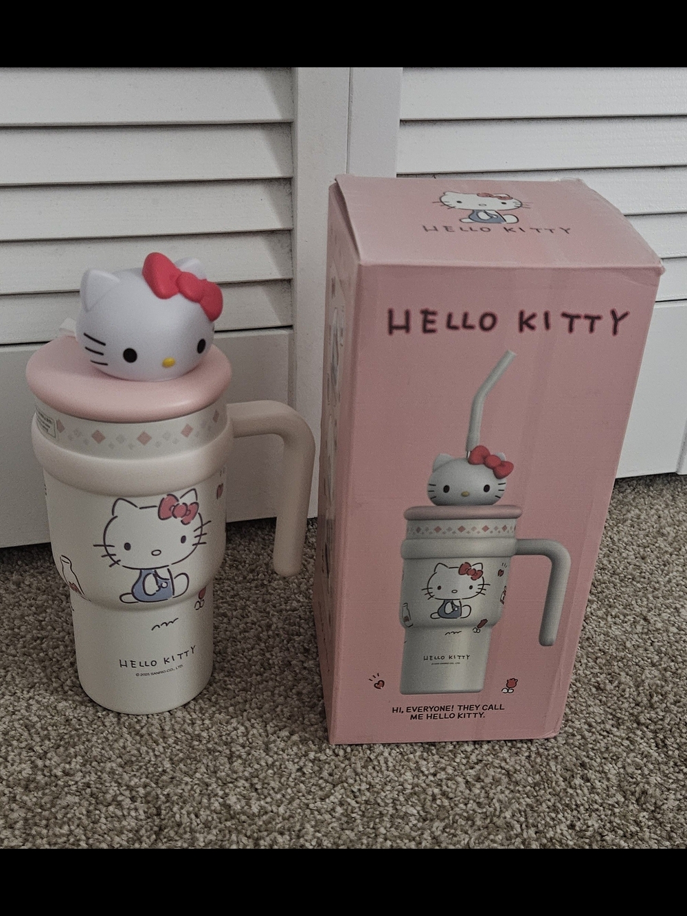Hello Kitty Pink and Cream Character Travel Mug with Lid